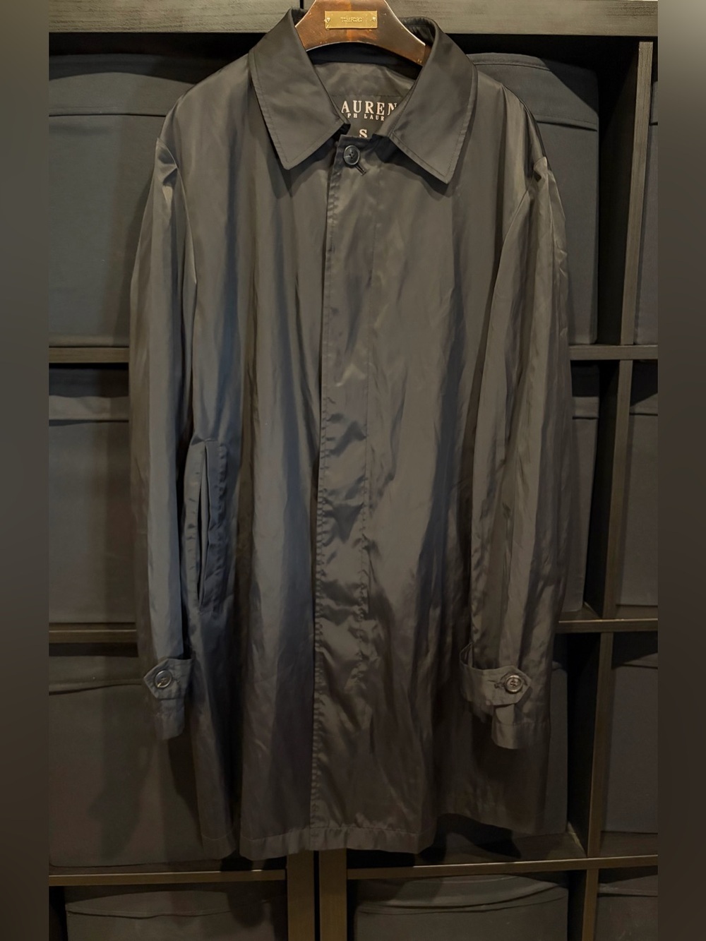 Lauren Ralph Lauren Woman’s Raincoat Packable Button Front Black Size S EUC